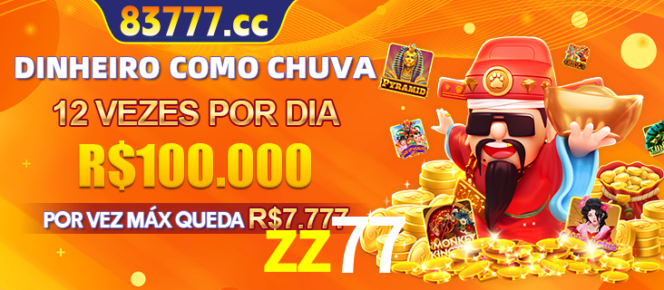 Banner do programa de recompensas Recomende para amigos do zz77, detalhando os bônus por convidar amigos, com prêmios que chegam a R$288.888.