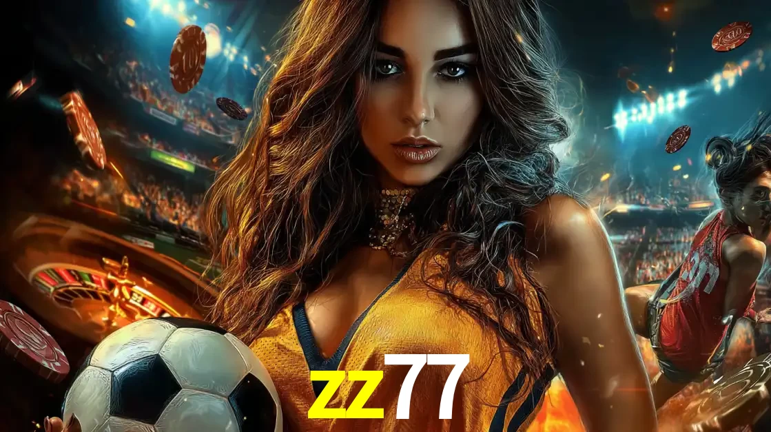Mulher segurando uma bola de futebol em uma montagem que mistura a paixão esportiva com a emoção da roleta de cassino, tudo disponível na plataforma zz77.